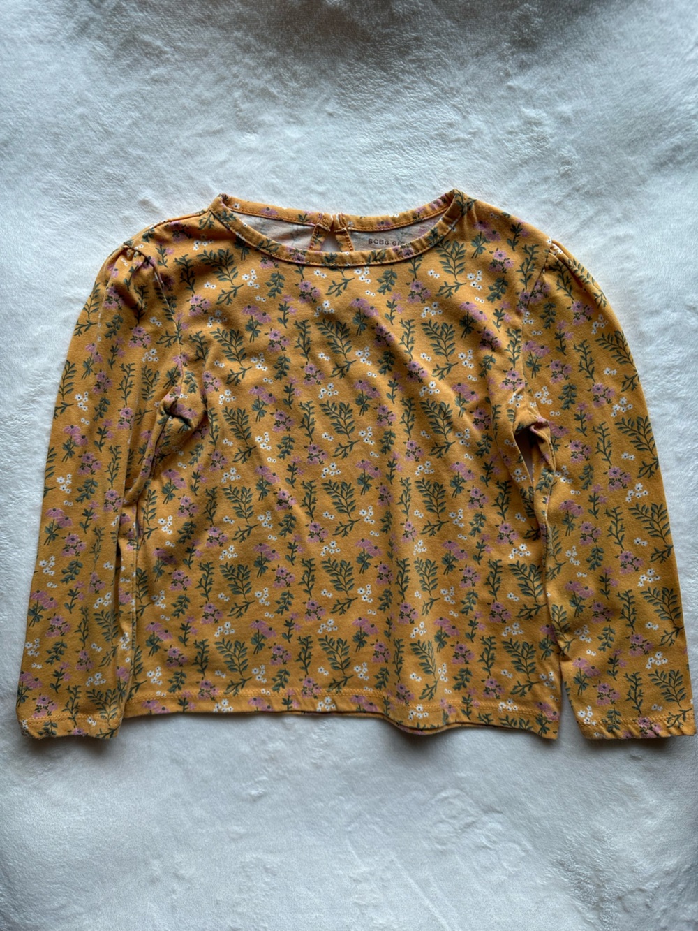 BCBGirls Mustard Floral Long Sleeve Top